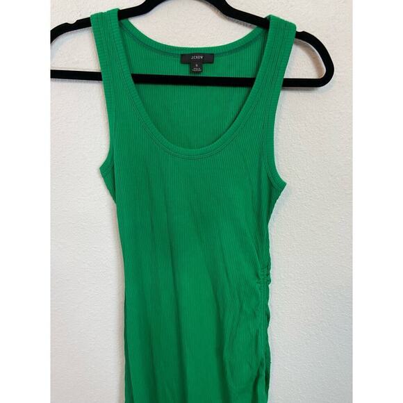 J.Crew ruched midi dress vintage rib in green size S - Picture 2 of 4